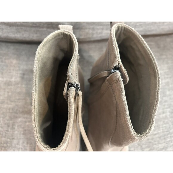 Toms Lunata Suede Ankle Boot Womens 11 Stacked Heel Taupe - Picture 7 of 11